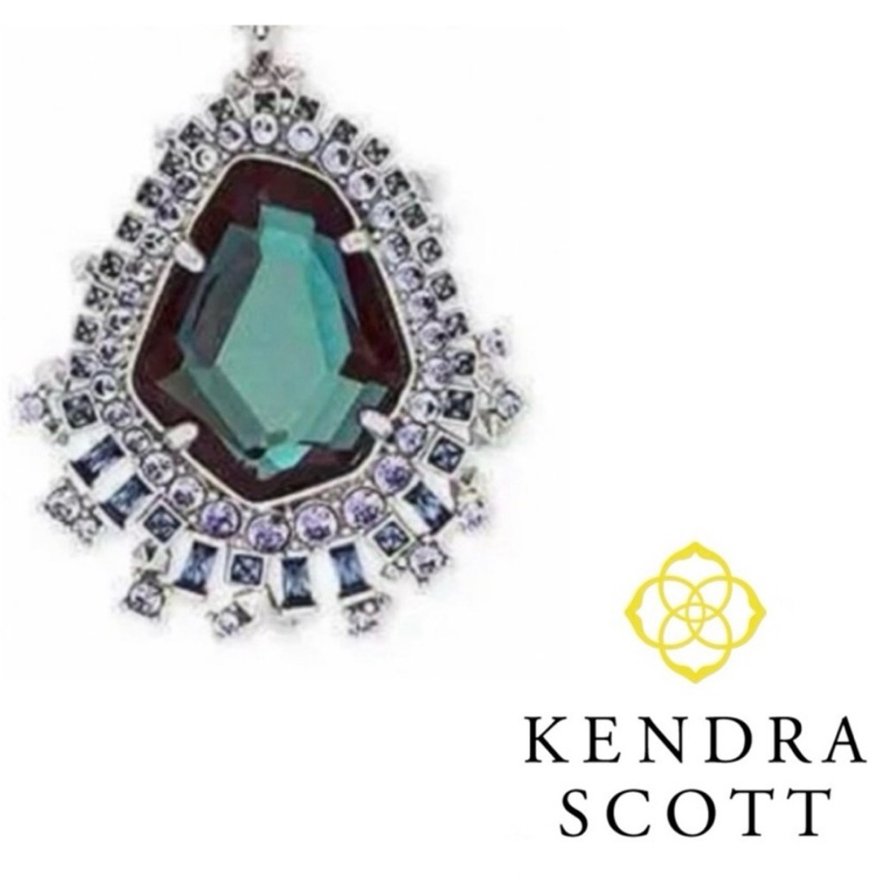 Kendra Scott Daenerys Dichroic Glass Crystals Pendant w. Sterling Box Chain
